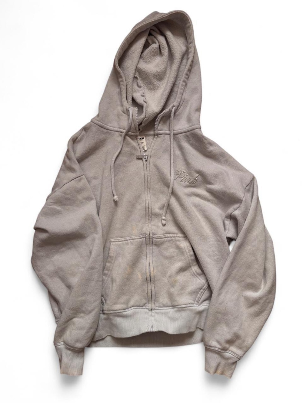 PINK Victoria's Secret Light Taupe Zip-Up Hoodie